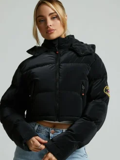 Zavetti Canada Womens Bellucci 2.0 Crop Puffer Black Jacket^Women Coats & Jackets|Coats & Jackets