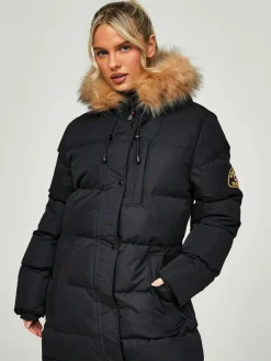 Discount Zavetti Canada Womens Goshawa Puffer Parka Jacket Jet Black