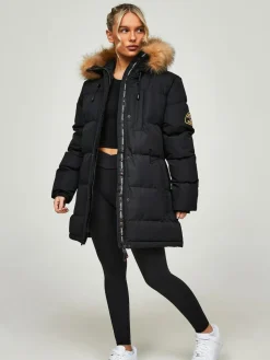 Discount Zavetti Canada Womens Goshawa Puffer Parka Jacket Jet Black