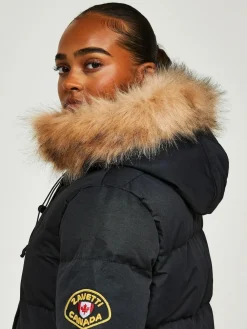 Discount Zavetti Canada Womens Goshawa Puffer Parka Jacket Jet Black