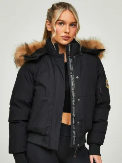 Best Zavetti Canada Womens Olivia Bomber 100% Cotton Jacket Jet Black