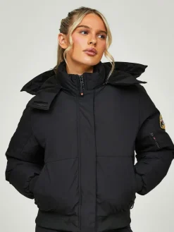 Best Zavetti Canada Womens Olivia Bomber 100% Cotton Jacket Jet Black