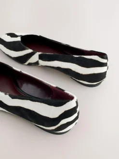Hot Next Zebra Forever Comfort® Leather Squoval Toe Ballet Flats
